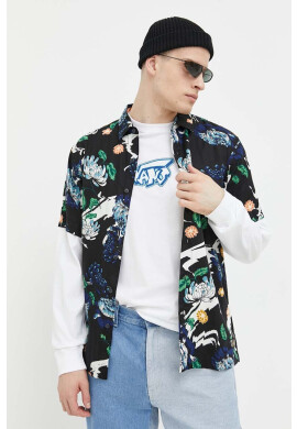 Superdry Риза мъжка в черно със стандартна кройка с класическа яка - Pepit.bg