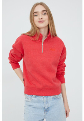 Superdry Суичър в червено с апликация - Pepit.bg