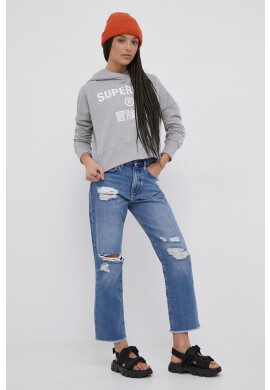 Superdry Суичър в сиво с изчистен дизайн - Pepit.bg