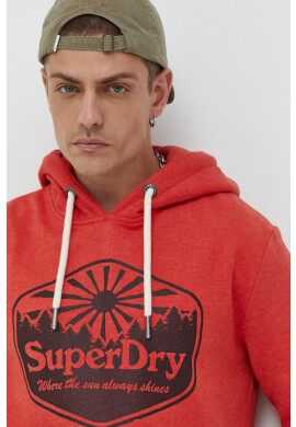 Superdry Суичър в червено с принт - Pepit.bg