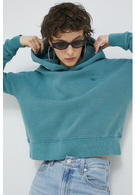 Superdry Суичър в тюркоазено с качулка с изчистен дизайн - Pepit.bg