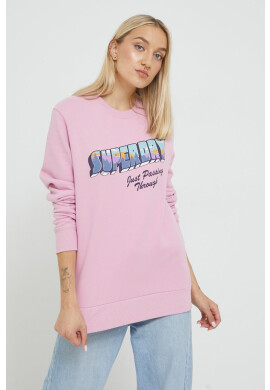 Superdry Суичър в лилаво с качулка с изчистен дизайн - Pepit.bg