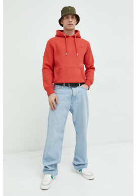 Superdry Суичър в оранжево с качулка с изчистен дизайн - Pepit.bg
