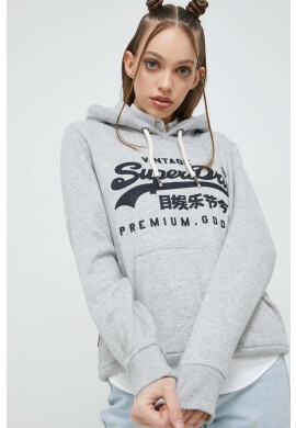 Superdry Суичър в сиво с качулка с апликация - Pepit.bg