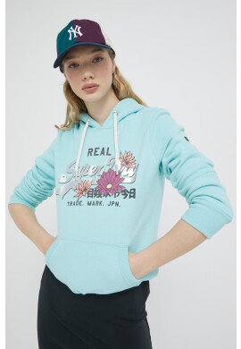 Superdry Суичър в синьо с качулка с принт - Pepit.bg