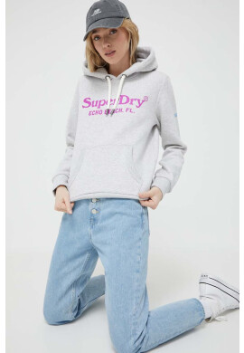 Superdry Суичър в сиво с качулка с принт - Pepit.bg