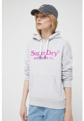 Superdry Суичър в сиво с качулка с принт - Pepit.bg