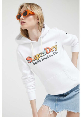 Superdry Суичър в бяло с качулка с принт - Pepit.bg