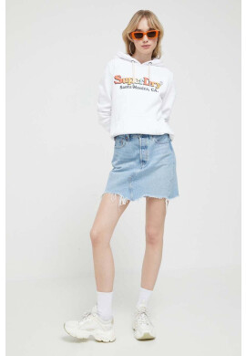 Superdry Суичър в бяло с качулка с принт - Pepit.bg