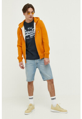 Superdry Суичър в жълто с качулка с изчистен дизайн - Pepit.bg