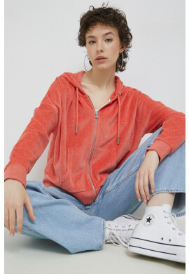 Superdry Суичър в оранжево с качулка с изчистен дизайн - Pepit.bg
