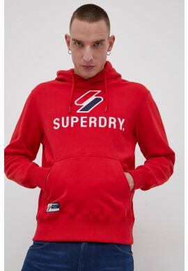 Superdry Суичър мъжки в червено с апликация - Pepit.bg