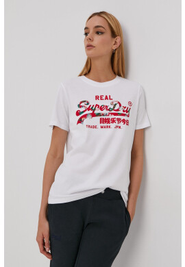 Superdry Тениска дамска в бяло - Pepit.bg