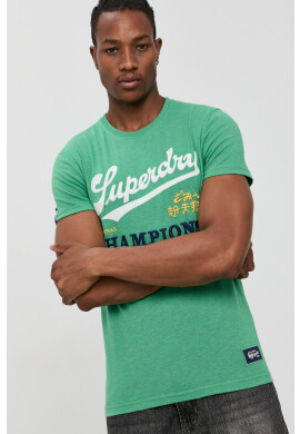 Superdry Тениска мъжка в зелено с апликация - Pepit.bg
