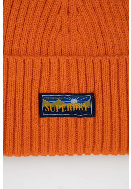 Superdry Вълнена шапка в оранжево от плътен трикотаж от вълна - Pepit.bg