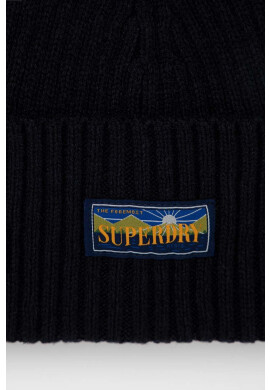 Superdry Вълнена шапка в тъмносиньо от плътен трикотаж от вълна - Pepit.bg