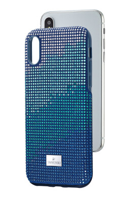 Swarovski Кейс за телефон Crystalgram iPhone Xs Max в тъмносиньо - Pepit.bg