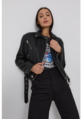The Kooples Кожено яке дамско в черно с преходна изолация - Pepit.bg