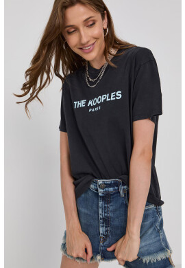 The Kooples Памучна тениска в черно - Pepit.bg