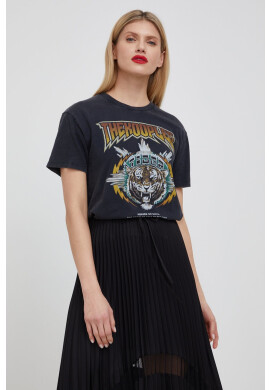 The Kooples Памучна тениска в сиво - Pepit.bg
