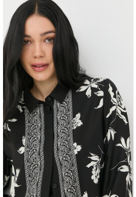 The Kooples Риза дамска в черно със стандартна кройка с класическа яка - Pepit.bg