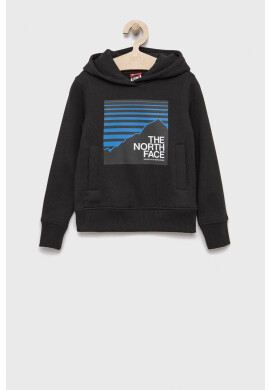 The North Face Детски памучен суичър в черно с принт - Pepit.bg