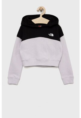 The North Face Детски памучен суичър в черно с качулка с изчистен дизайн - Pepit.bg