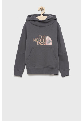 The North Face Детски памучен суичър в сиво с принт - Pepit.bg