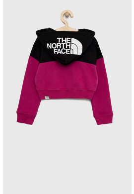 The North Face Детски памучен суичър в розово с качулка с десен - Pepit.bg