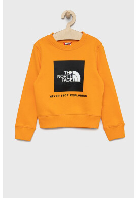 The North Face Детски памучен суичър в сиво с качулка с принт - Pepit.bg