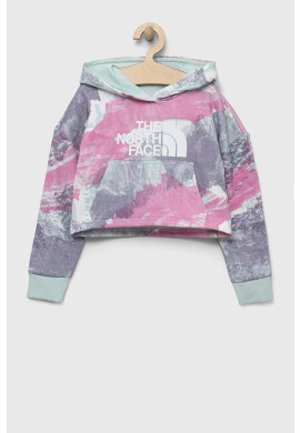 The North Face Детски памучен суичър в розово с качулка с десен - Pepit.bg