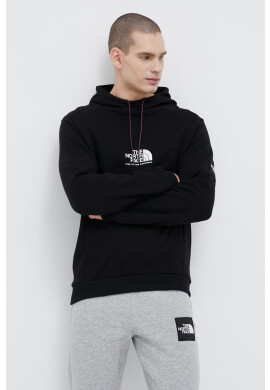 The North Face Памучен суичър в черно с качулка с принт - Pepit.bg