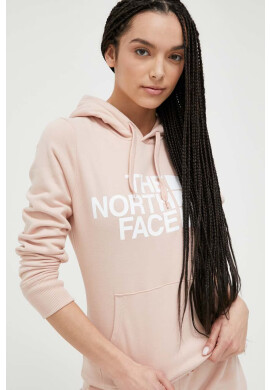 The North Face Памучен суичър в розово с качулка с принт - Pepit.bg