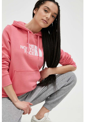 The North Face Памучен суичър в розово с качулка с апликация - Pepit.bg