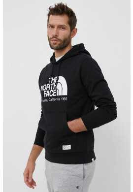 The North Face Памучен суичър в черно с качулка с принт - Pepit.bg