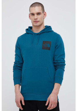 The North Face Памучен суичър в тюркоазено с качулка с принт - Pepit.bg