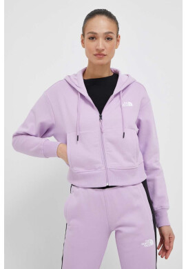 The North Face Памучен суичър в розово с качулка с изчистен дизайн - Pepit.bg
