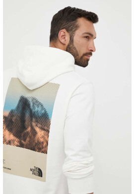 The North Face Памучен суичър в бяло с качулка с принт - Pepit.bg