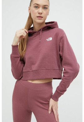 The North Face Памучен суичър в бордо с качулка с принт - Pepit.bg