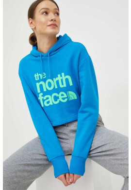 The North Face Памучен суичър в синьо с качулка с принт - Pepit.bg