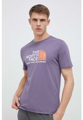 The North Face Памучна тениска в лилаво с принт - Pepit.bg