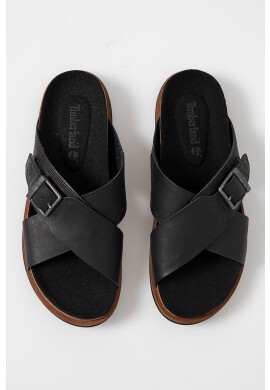 Timberland Кожени чехли мъжки в черно - Pepit.bg