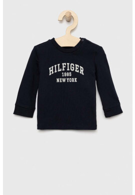 Tommy Hilfiger Бебешка блуза с дълги ръкави в тъмносиньо с апликация - Pepit.bg