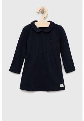 Tommy Hilfiger Бебешка рокля в тъмносиньо къс модел разкроен модел - Pepit.bg