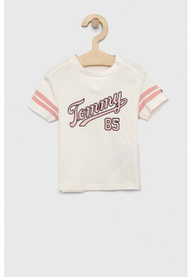 Tommy Hilfiger Бебешка тениска в бежово с десен - Pepit.bg