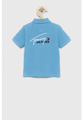 Tommy Hilfiger Бебешка тениска с яка в синьо с изчистен дизайн - Pepit.bg