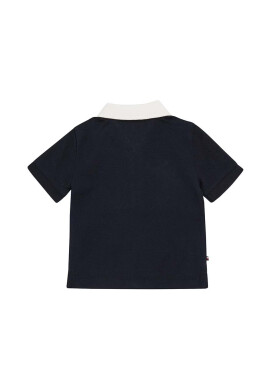 Tommy Hilfiger Бебешка тениска с яка в черно с десен - Pepit.bg