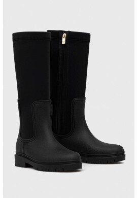 Tommy Hilfiger Ботуши Rain Boot Long Shaft в черно с равна подметка - Pepit.bg