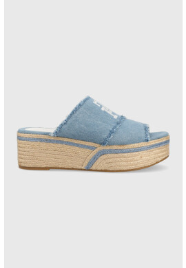 Tommy Hilfiger Чехли DENIM WEDGE FLATFORM в синьо с платформа FW0FW07085 - Pepit.bg