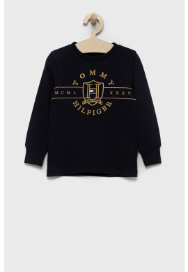 Tommy Hilfiger Детска блуза с дълги ръкави в тъмносиньо с принт - Pepit.bg